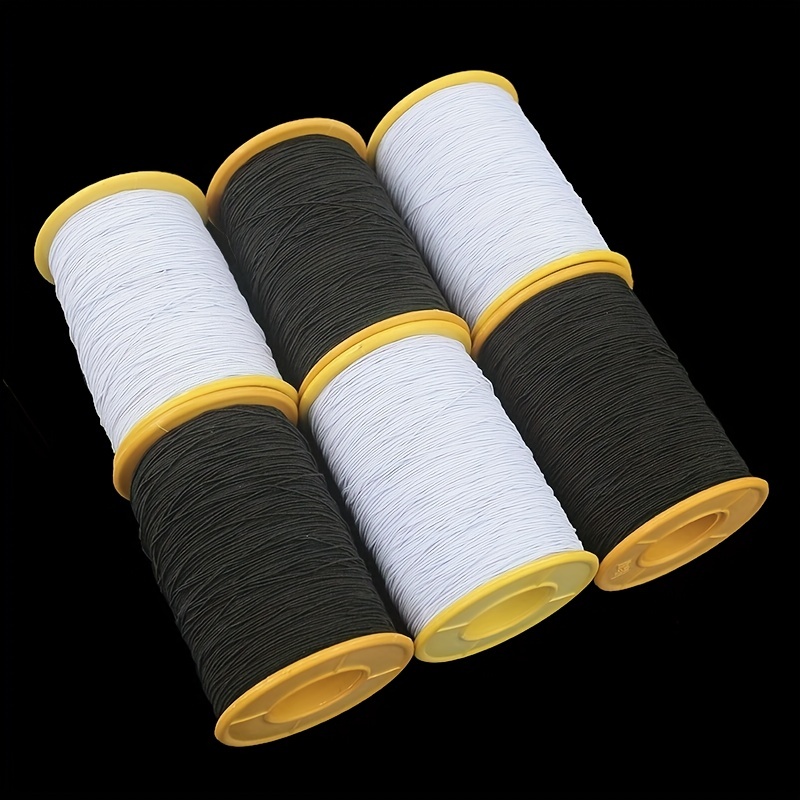 JIANEEXSQ 2pcs 0.5mm Thickness 547 Yard Elastic Thread Sewing Elastic String Cord White and Black (Black and White)