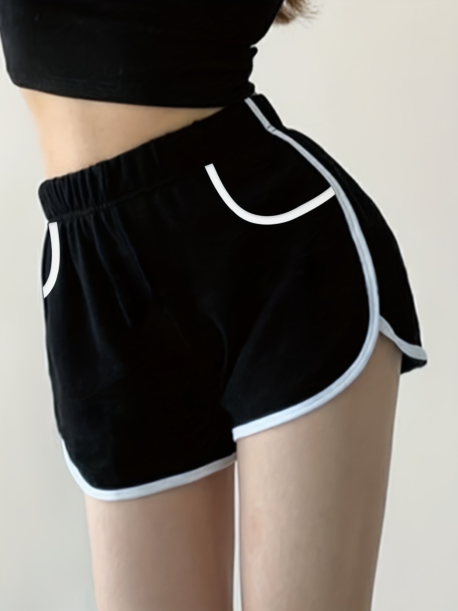 High Stretch Black And White Yoga Shorts For Women Perfect - Temu