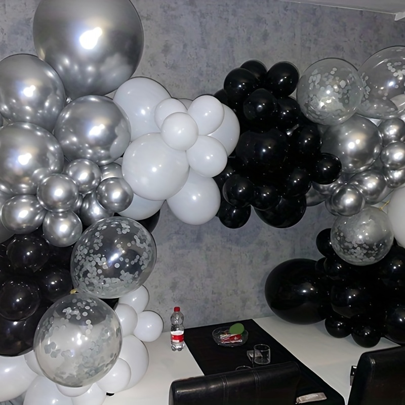 187pcs Matte Black White Chrome Silver Confetti Balloon Garland Arch Birthday  Party Decoration Wedding Anniversary Baby Shower Decor 