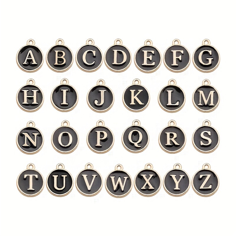 26pcs/set Letter DIY Pendant Zinc Alloy Antique Silver Lowercase English Letters A-Z Alphabet Charms Pendant for DIY Necklace Bracelet Artificial