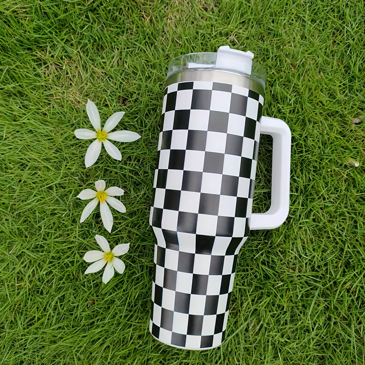 40oz Stainless Steel Insulated Checkered Tumbler