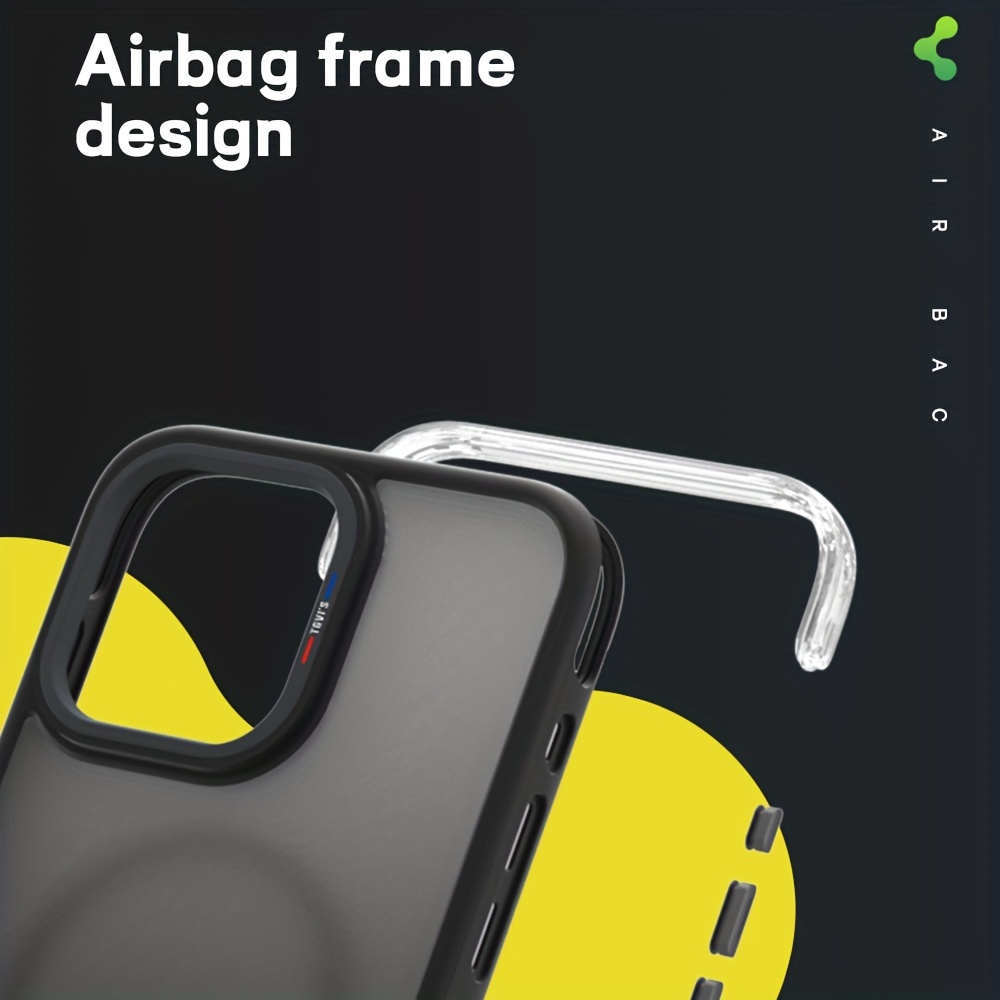 tgvis for iphone 15 pro max xr xs max case for magnetic wireless charging metal button high camera ring airbag shockproof protective case details 2