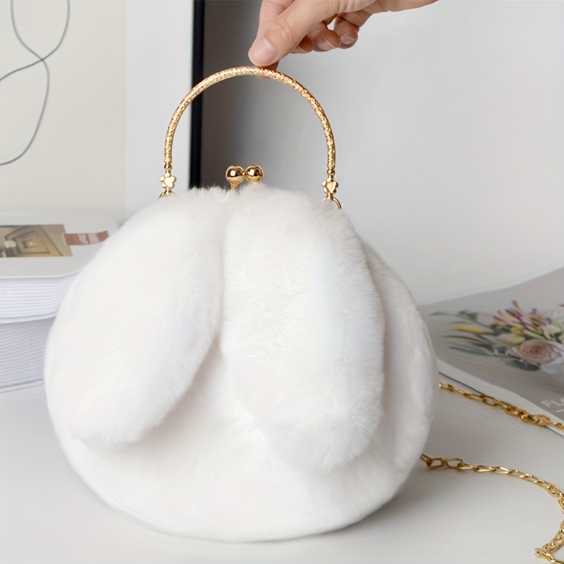 Bunny Backpack, Cute Mini Backpacks for Women Plush Rabbit Ear Satchel  Fuzzy Bunny Purse Handbags