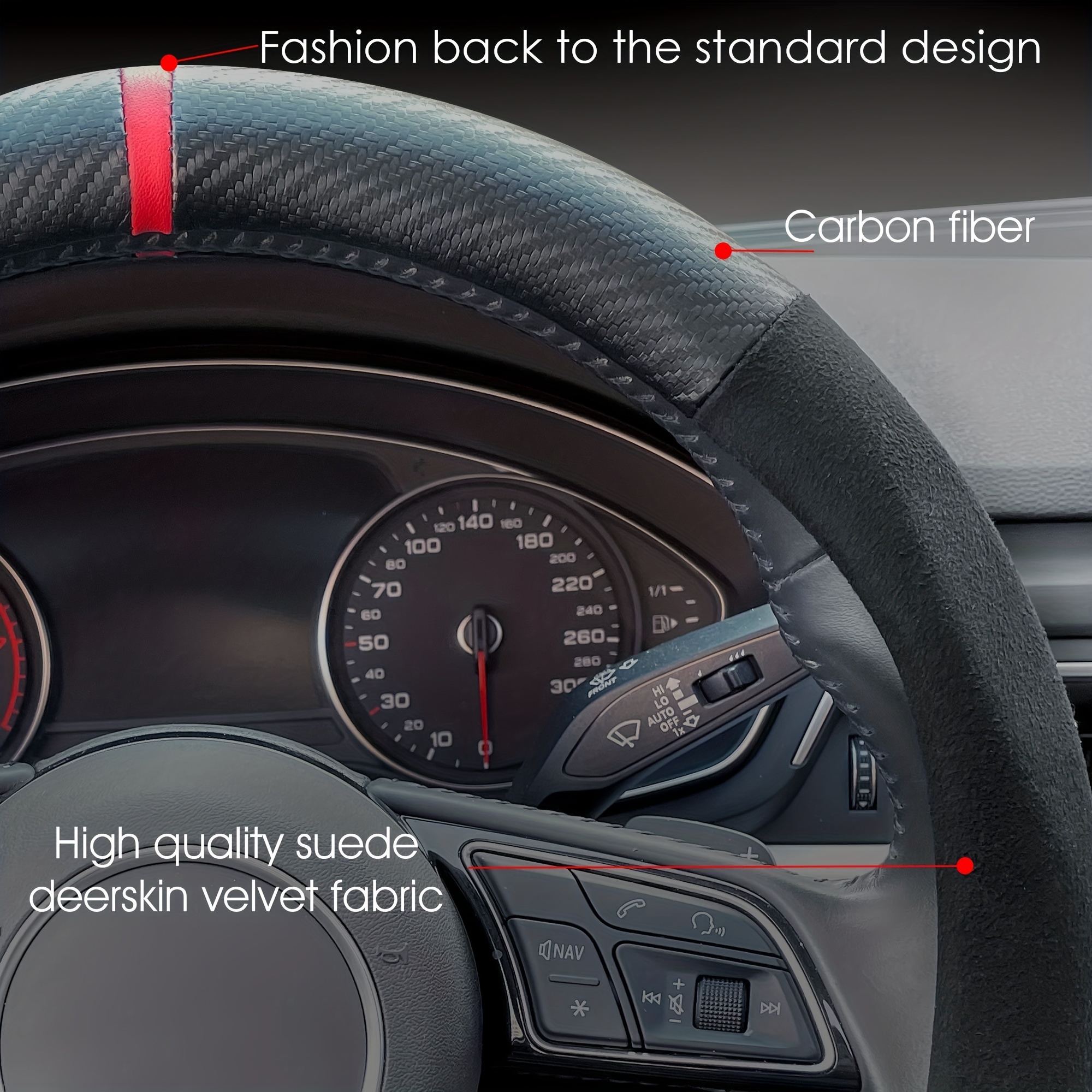 Kaufe Carbon Fiber Wildleder Auto Teile Sicherheit Anti-Rutsch-Lenkrad  Abdeckung Universal Auto Lenkrad Schutz für Auto Zubehör