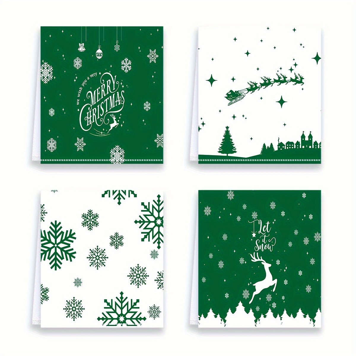 4pcs Toallas De Cocina Con Patrón Navideño, Toallas De Dedos Suaves Y  Absorbentes, Paños De Microfibra Verdes Para Platos Navideños, Juego De Toallas  Decorativas De Invierno, Suministros De Baño, Decoración Navideña 