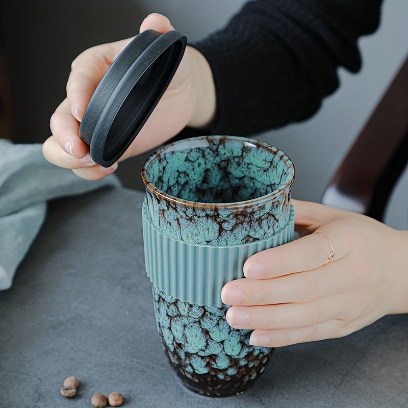 Ceramic Mug Coffee Mugs Silicone Lid  Ceramic Travel Coffee Cup - 350ml  Eco-friendly - Aliexpress