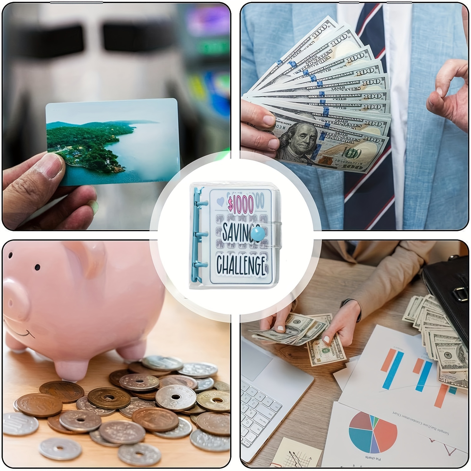 1000 Savings Challenge Binder, Money Saving Binder, Money Saving Challenge, Envelope Savings Challenge, Mini Budget Binder with Cash Envelopes