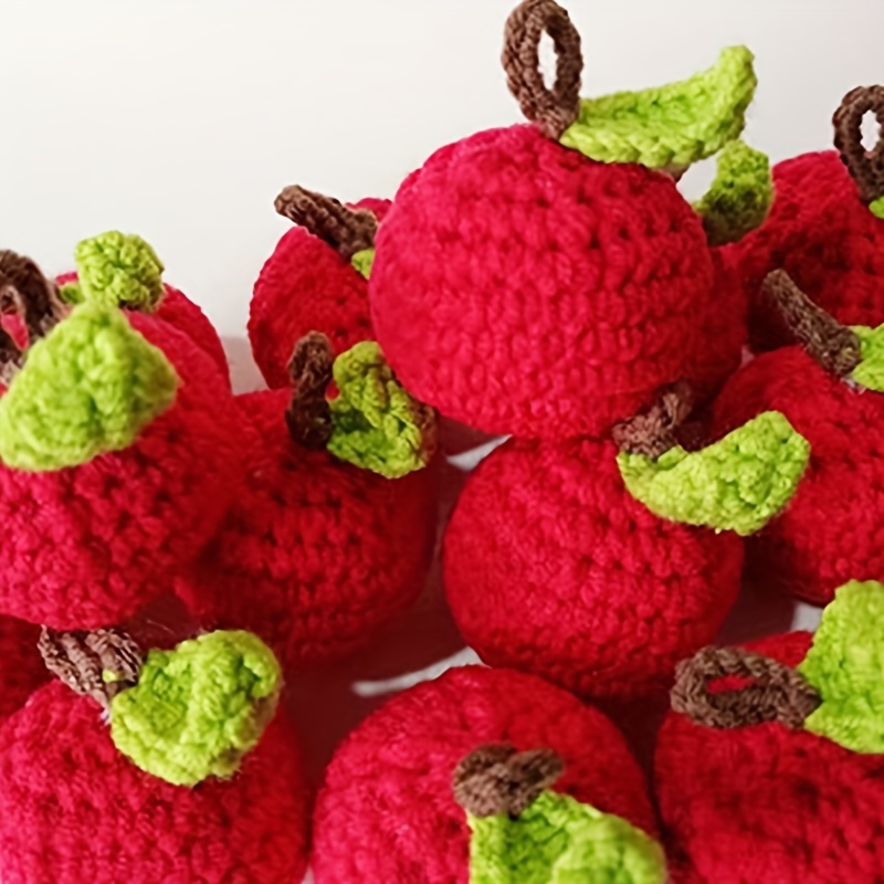 2pcs Handmade Wool Small Apple Finished Three-dimensional Creative Crochet Fruit Keychain Accessories Diy Jewelry Pendant