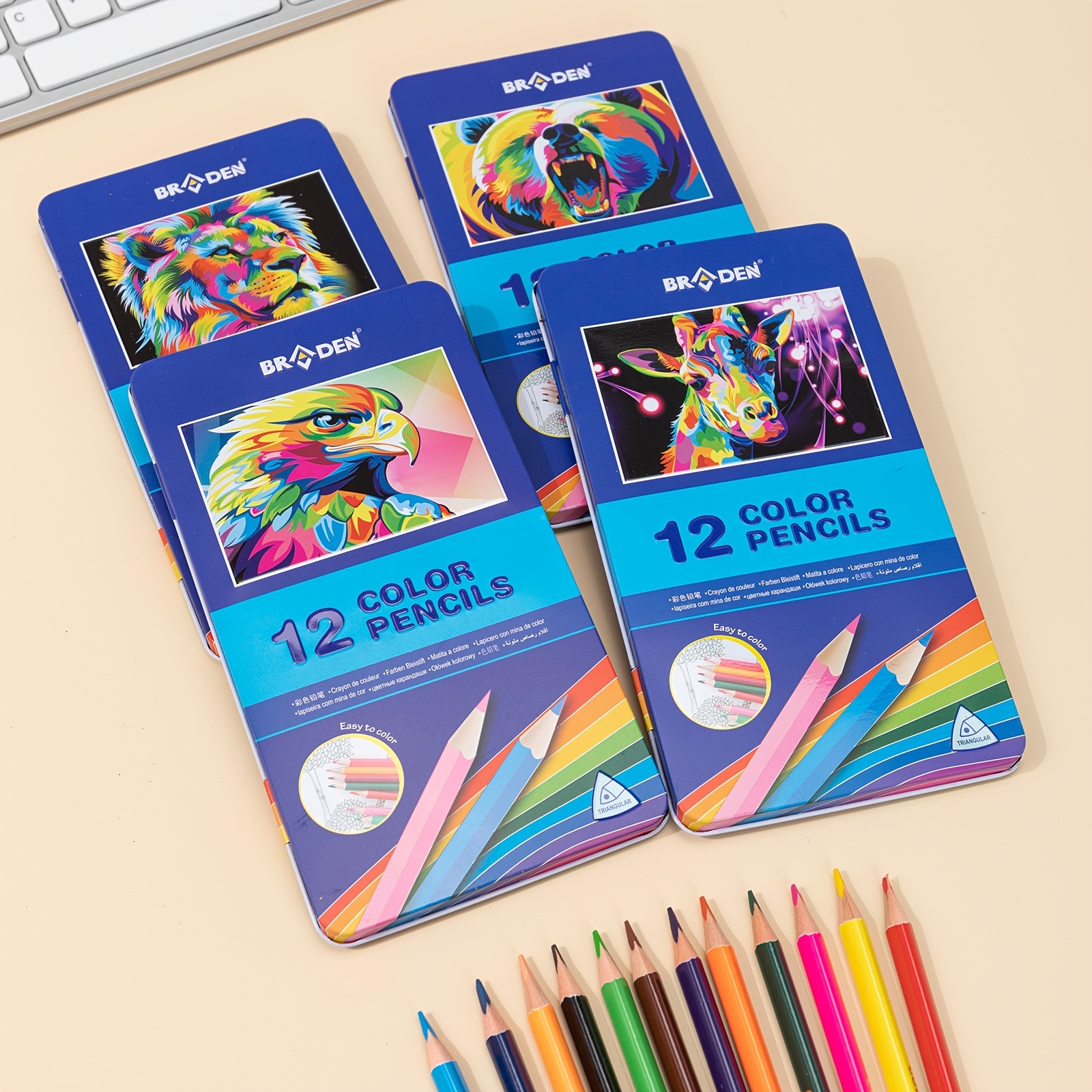 Vibrant 12 Color Colored Pencils Set For Drawing Sketching - Temu