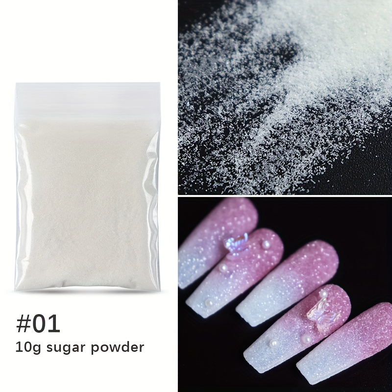 Nail Glitter Powder Shining Sugar Effect Glitter Black White - Temu