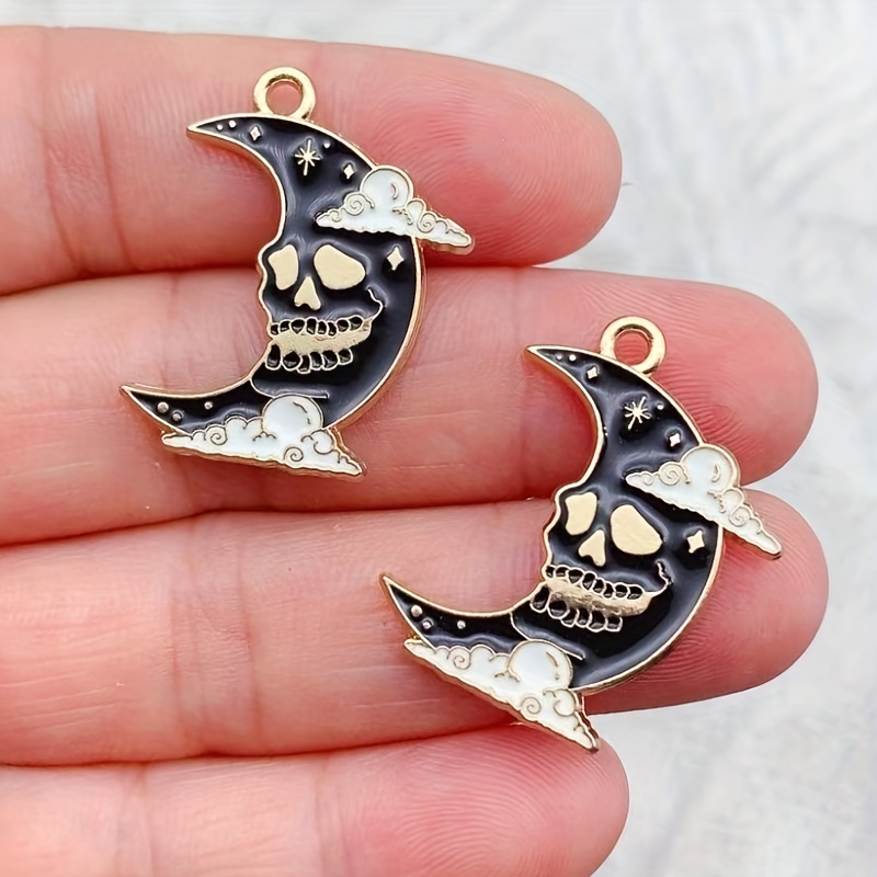 Mix Gothic Style Moon Skull Crow Charms For Diy Jewelry - Temu