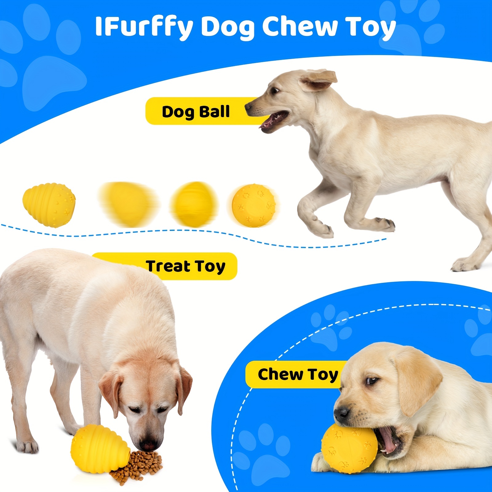 Dog Balls Treat Dispensing Dog Toys, Dog Toys for Aggressive Chewers Large  Breed, Nearly Indestructible Squeaky Dog Chew Toys for Large Dogs, Natural  Rubber Dog Puzzle Toys, Tough IQ Dog Treat Balls
