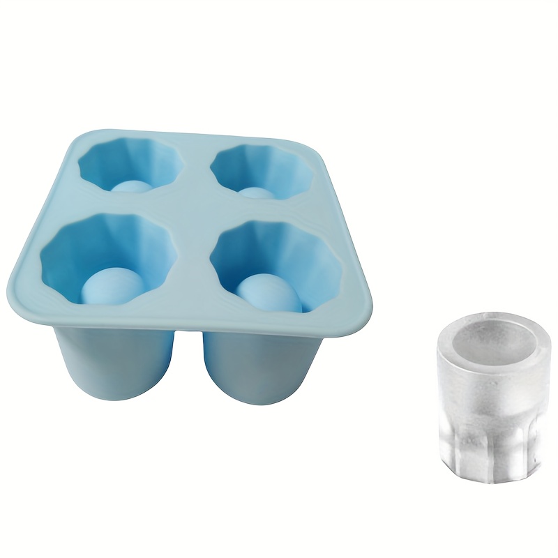 Silicone Shot Glass Ice Molds/Trays for Freezer with 4 Cavities, Reusable  Whiskey Glass Ice Cubes, Holds 1oz Each, 1.3 Inch