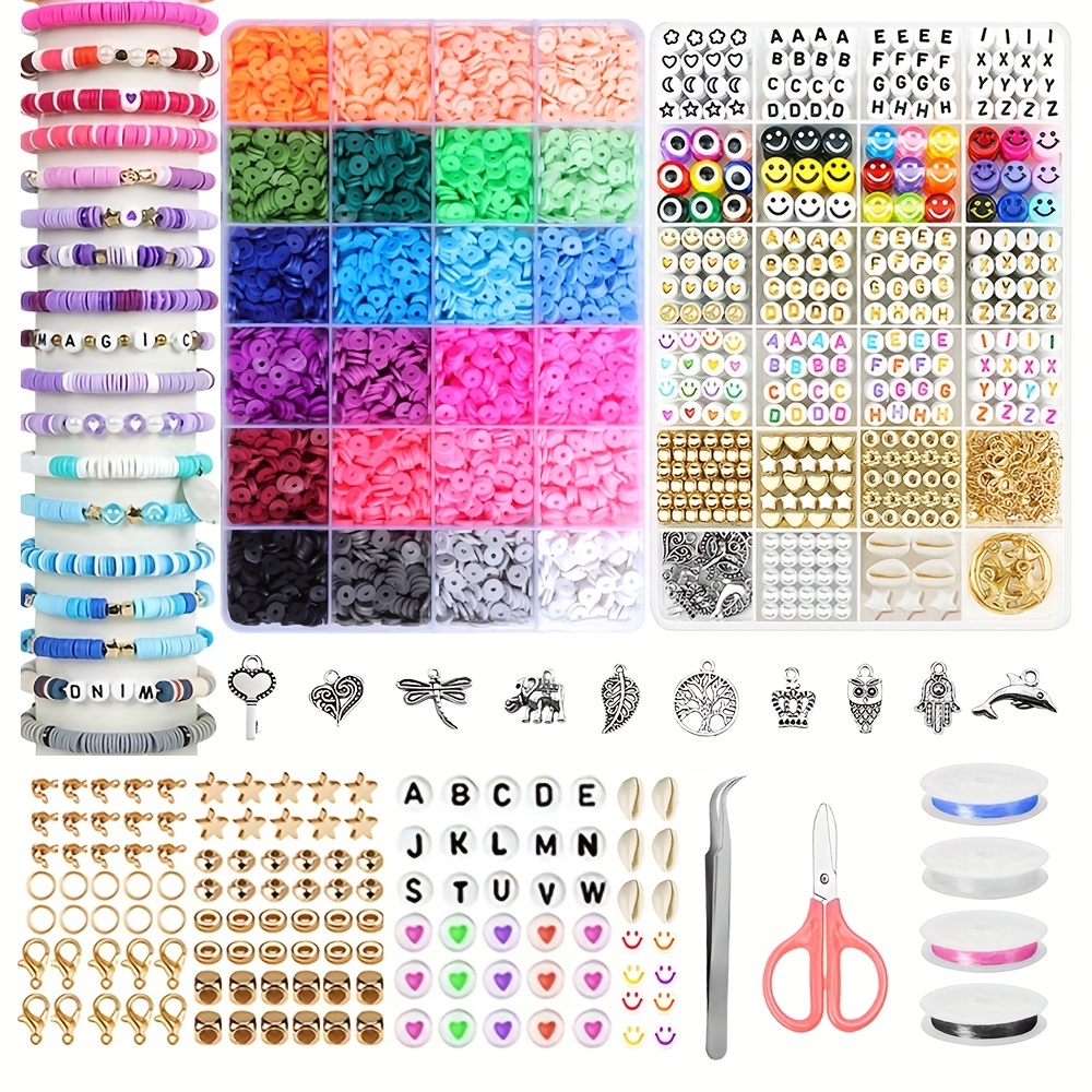 Polymer Clay Beads Friendship Bracelet Making Kit, Including 12 Colors  Beads, Spacer, Elastic Cord For Bracelet & Friendship Beads Crafts