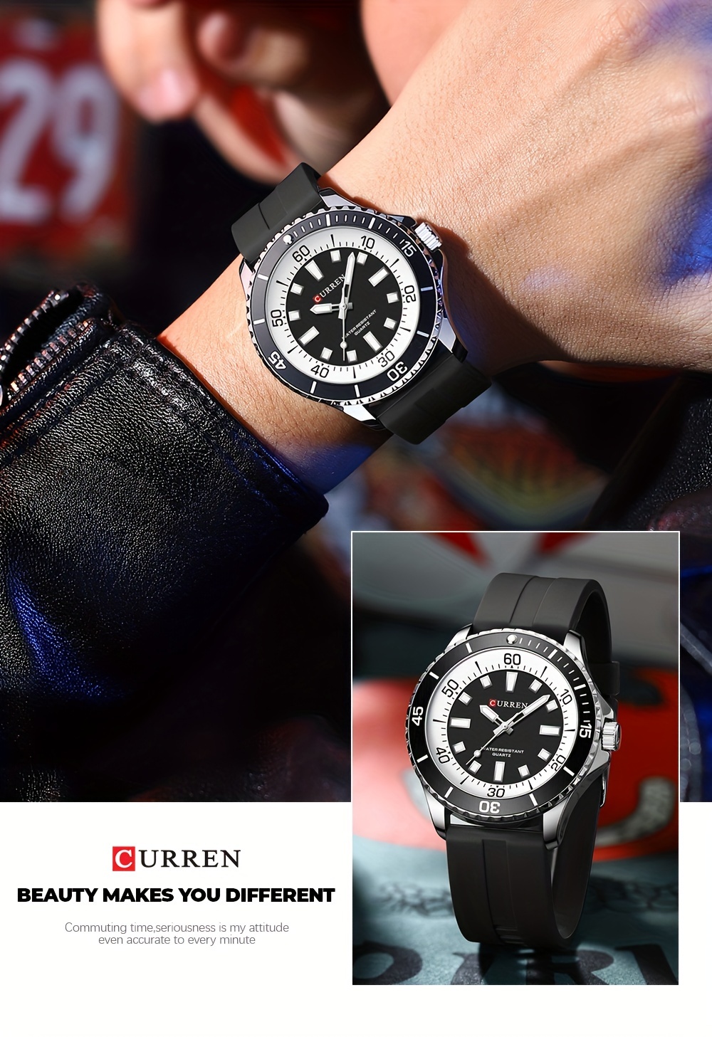  mens casual quartz watch sports luminous fashion analog wr silicone wrist watch details 7