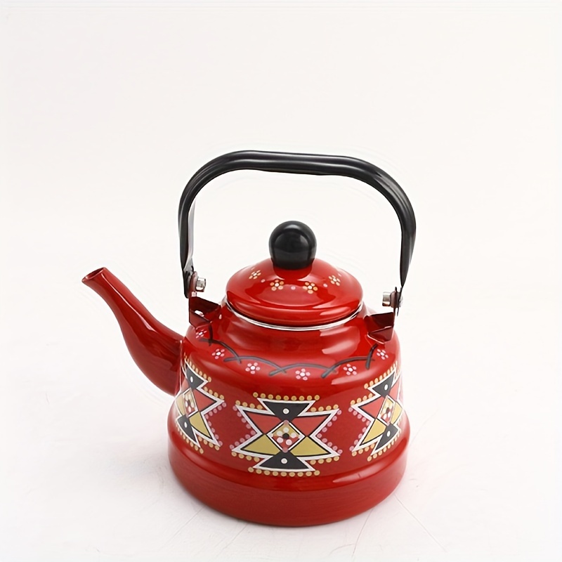 2.5L Enameled Teakettle with Handle, Steel Teapot Colorful Tea Kettle for  Stovetop, Hot Water, No Whistling White 
