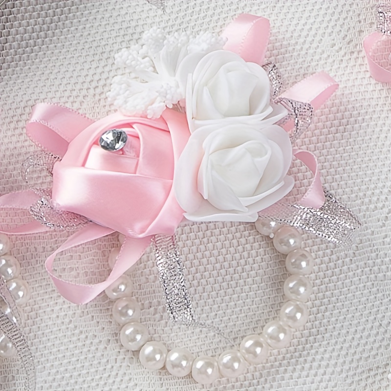 SimFlower Wedding Wrist Corsage Bracelet Bridesmaid & Bridal Prom Set,  Handcrafted Decorative Simulation Flowers From Leadingwholesaler, $21.5