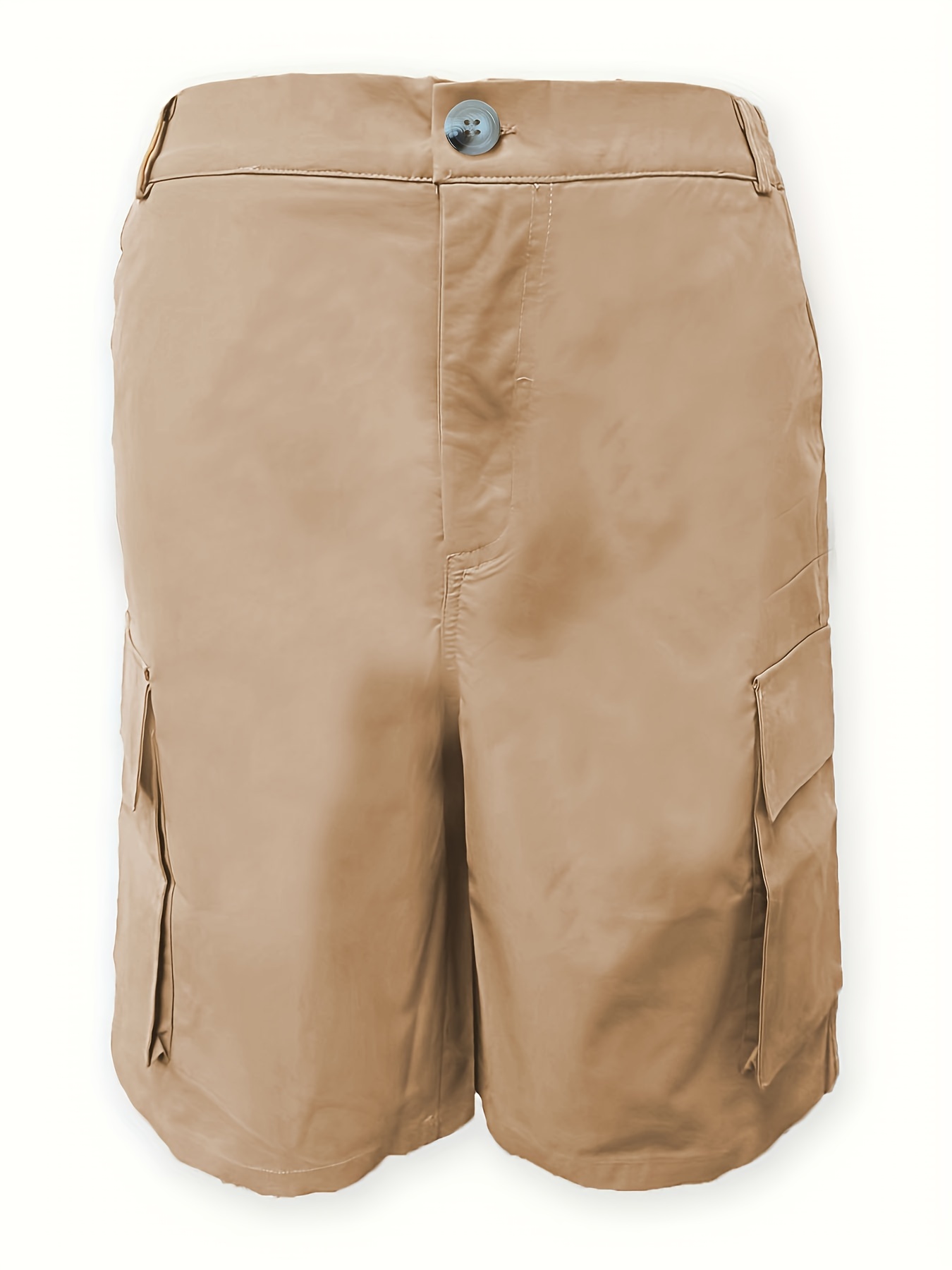 Solid Color Men's Casual Zipper Cargo Short Pants Flap - Temu