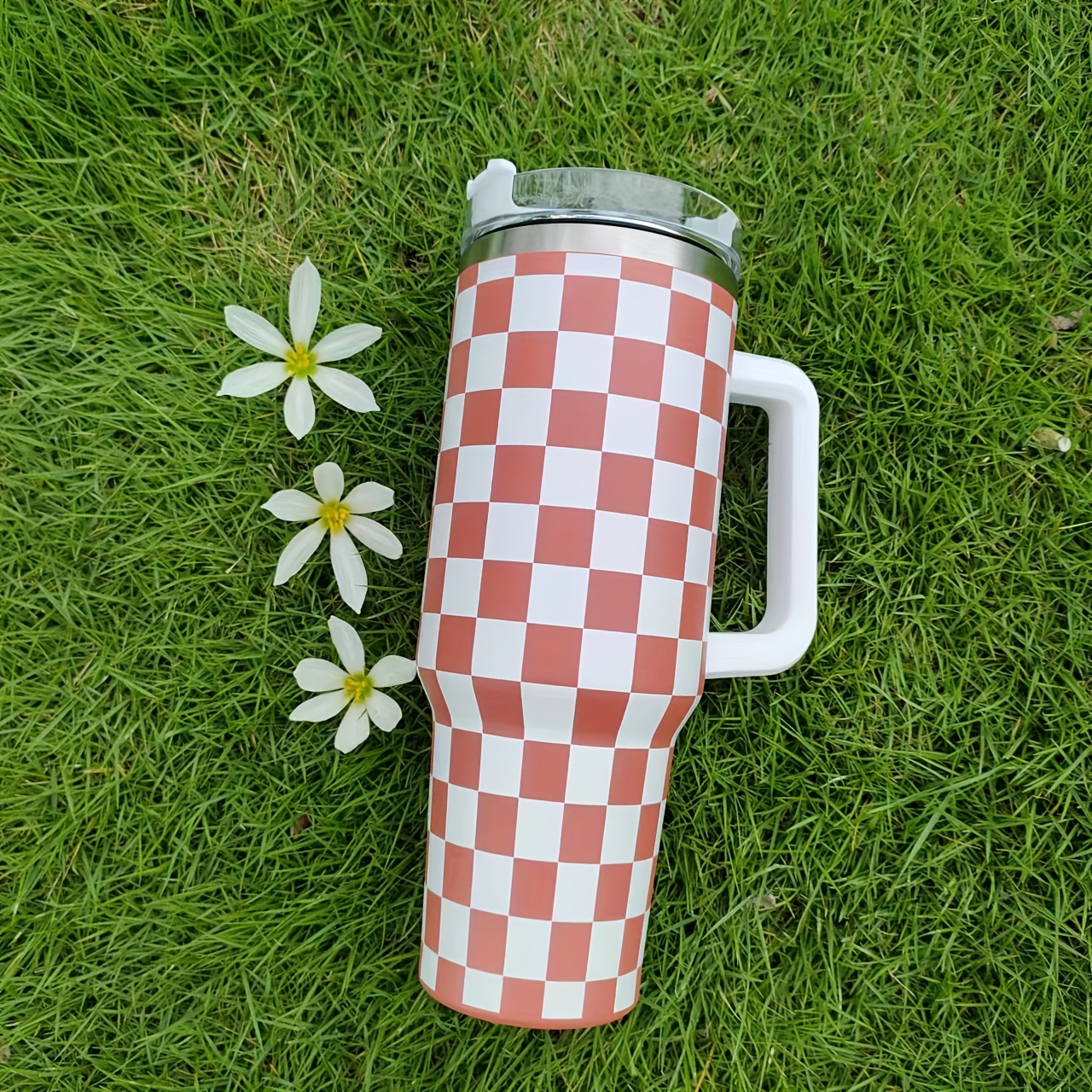 40oz Stainless Steel Insulated Checkered Tumbler