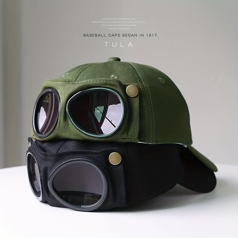 Aviator Hat with Glasses & Peaked Cap