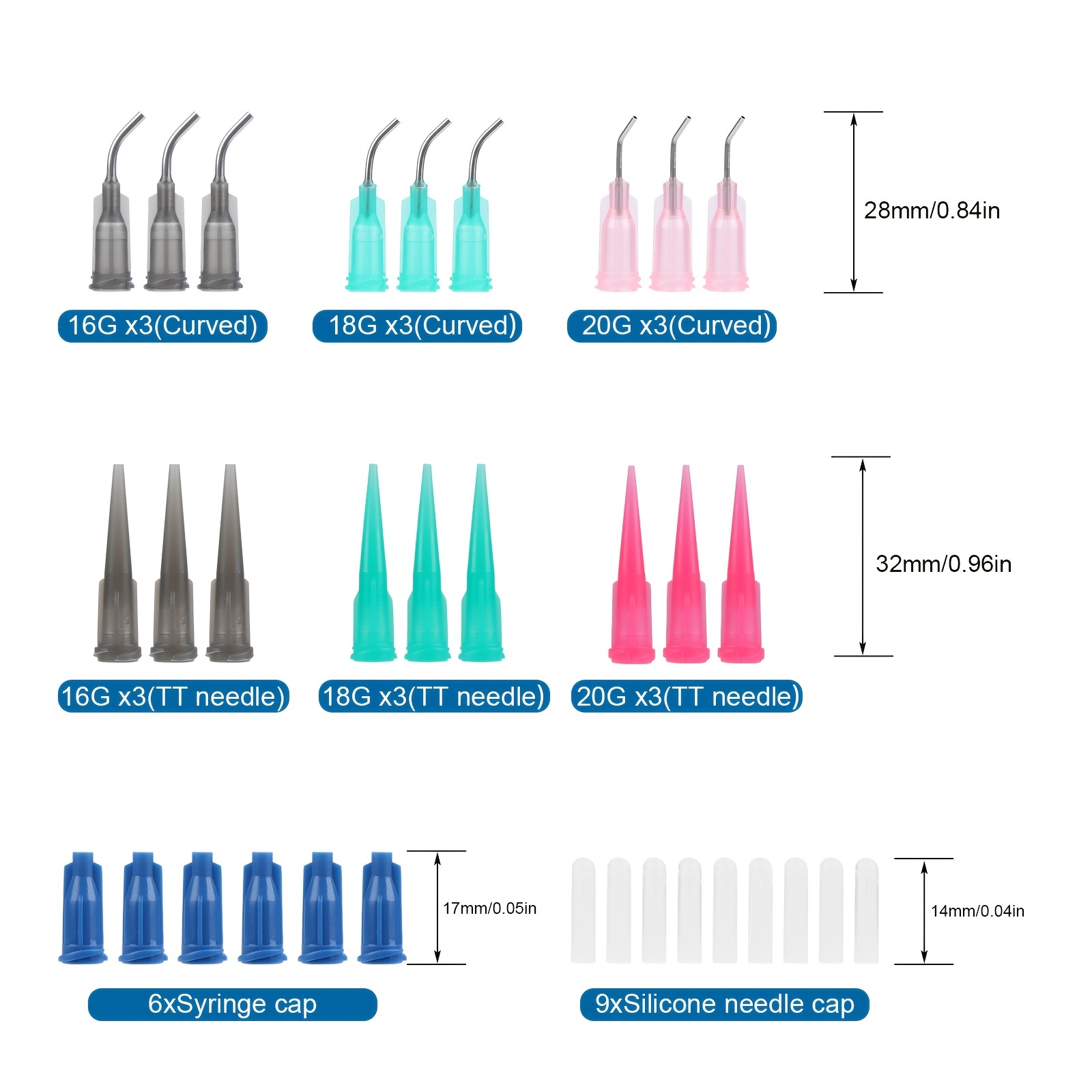 6pcs Needle Tip Bottle Set With 16g 18g 20g Elbow Blunt - Temu