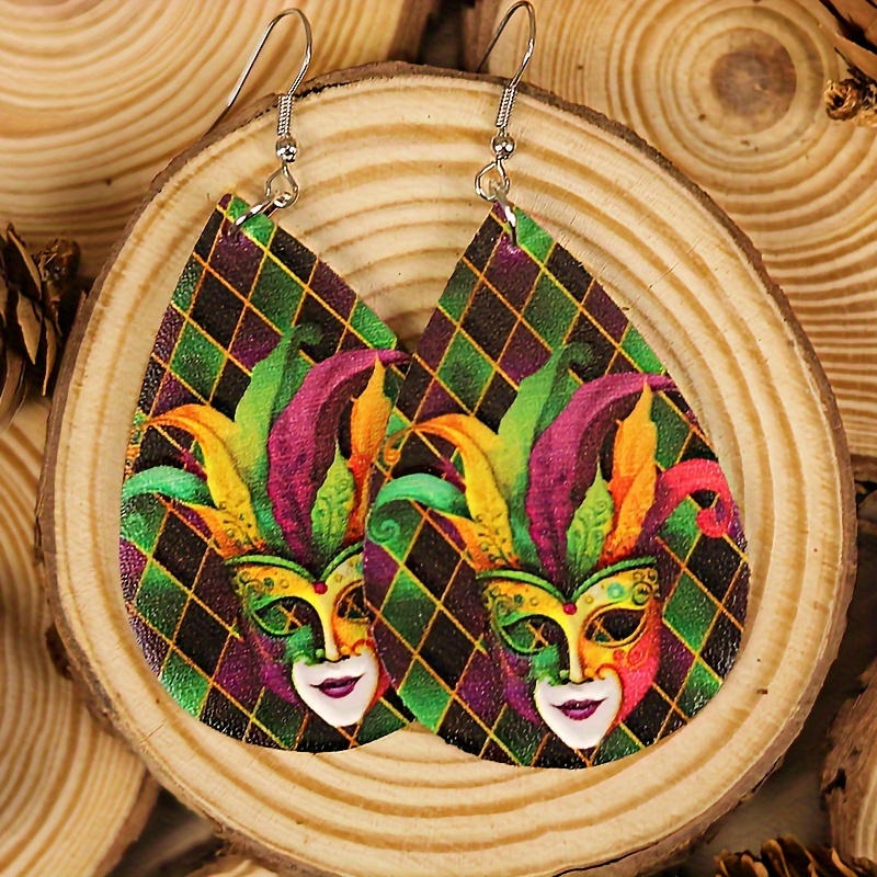 mardi gras dangle earrings