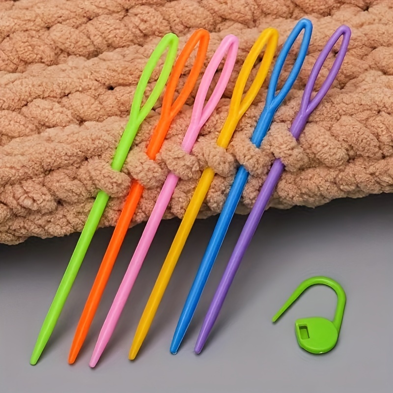 50pcs Plastic Sewing Needles, Large Eye Plastic Yarn Needles for Kids, 9cm/3.54inch Plastic Needles for Yarn and Craft Plastic Embroidery Needle for
