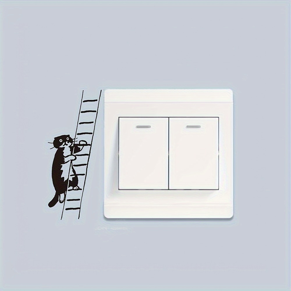 Climbing Cat Switch Decorative Self Adhesive Sticker
