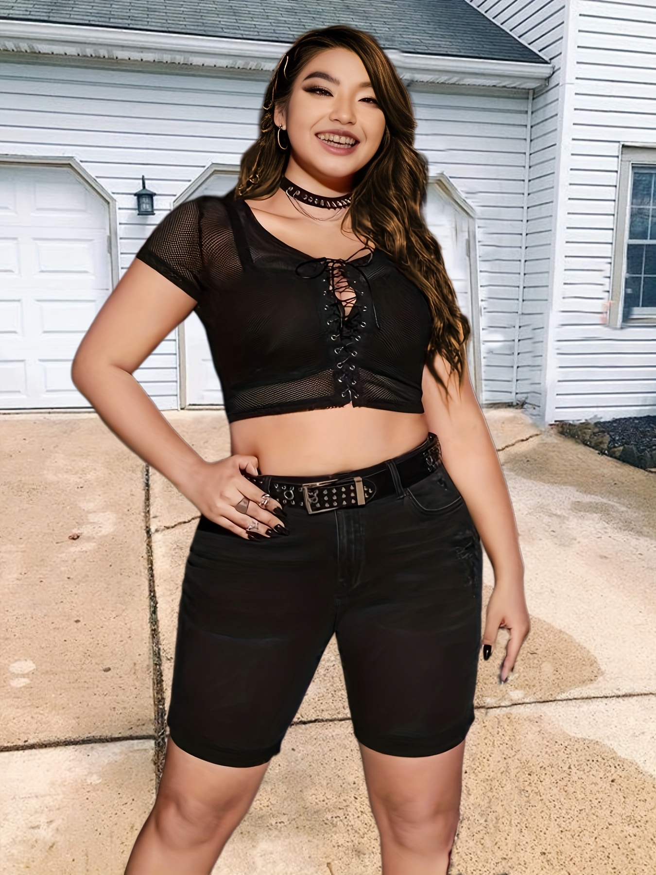 Black ripped jean hot sale shorts plus size