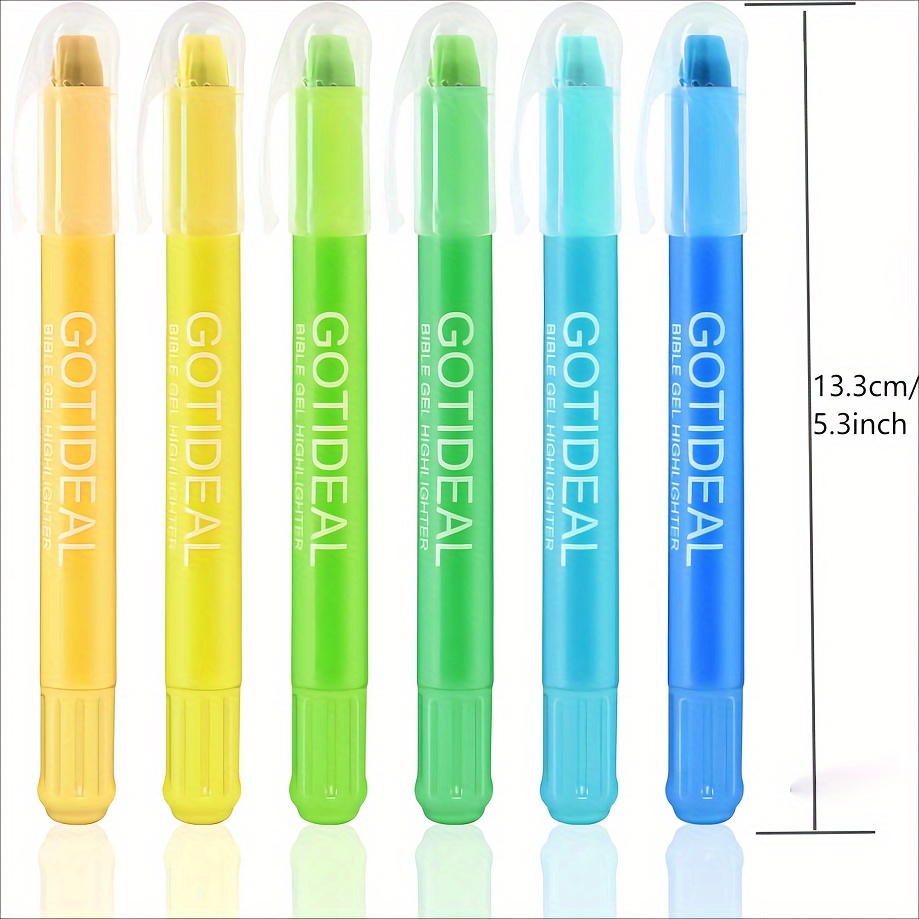 6 Pcs/Set Gel Bible Highlighters Pens No Bleed Assorted Colors