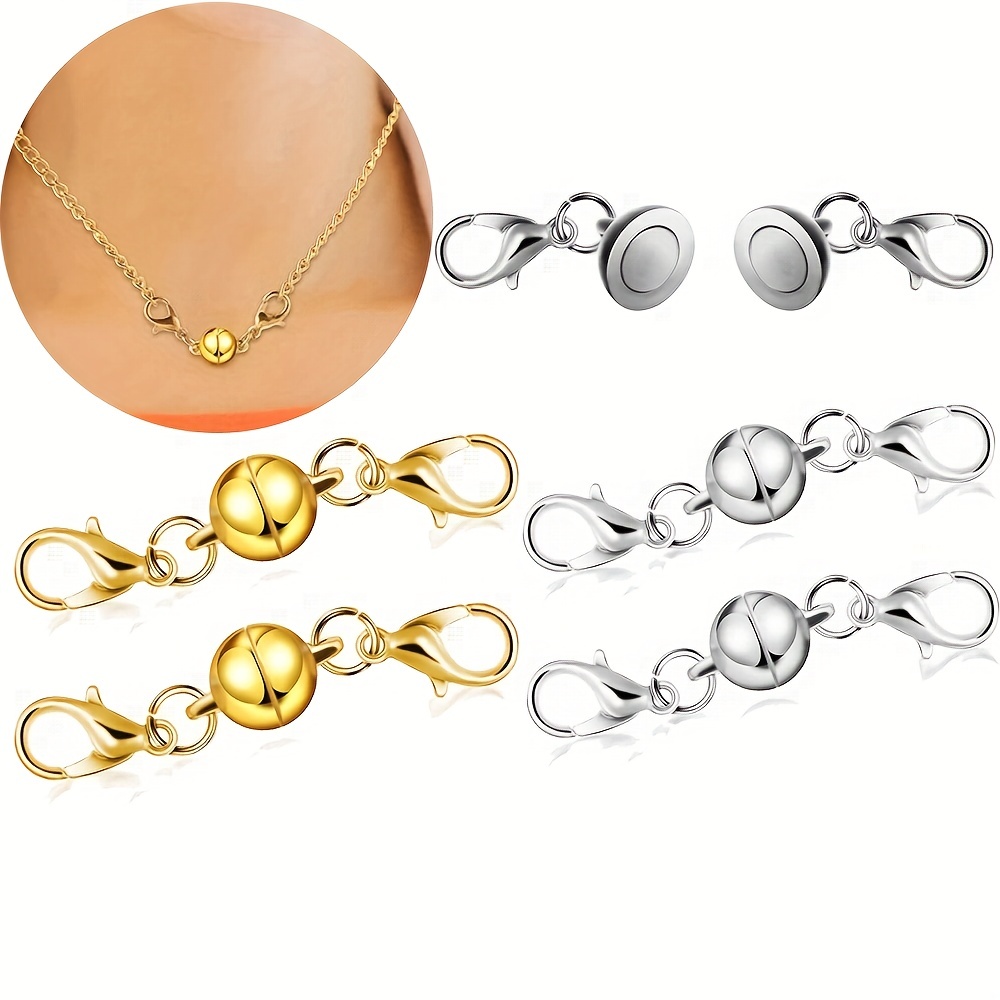 Magnetic Necklace Clasps And Closures Golden And Silver - Temu