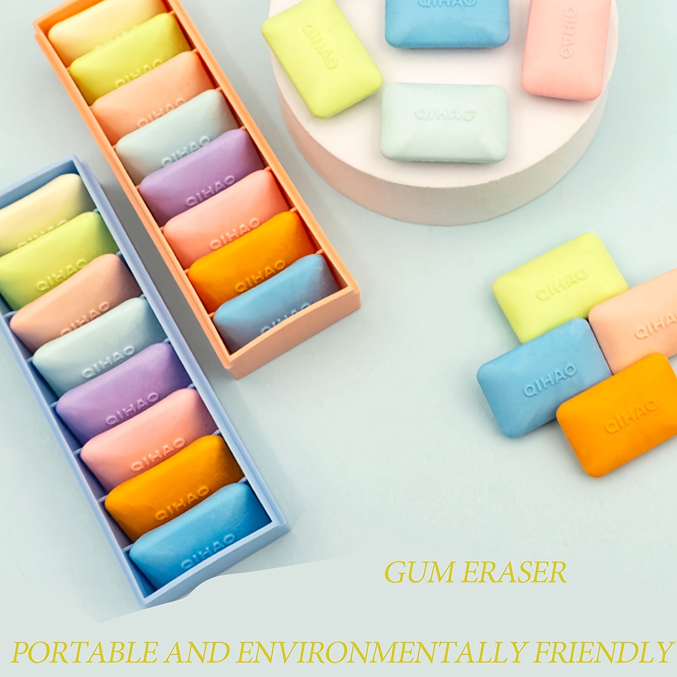 3pcs/5pcs Rectangle Shapes Pencil 2B HB Eraser Large/Small 2 Size School  office Student White Plastic Erasers Stationery Store