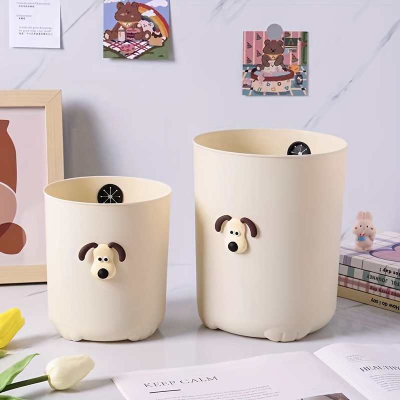 Cream Color Trash Can, Cute Dog Head Creative Double-layer Trash Can  Without Lid, Living Room Bathroom Paper Basket, Kitchen Bathroom Bedroom  Office Accessories, Home Decor - Temu
