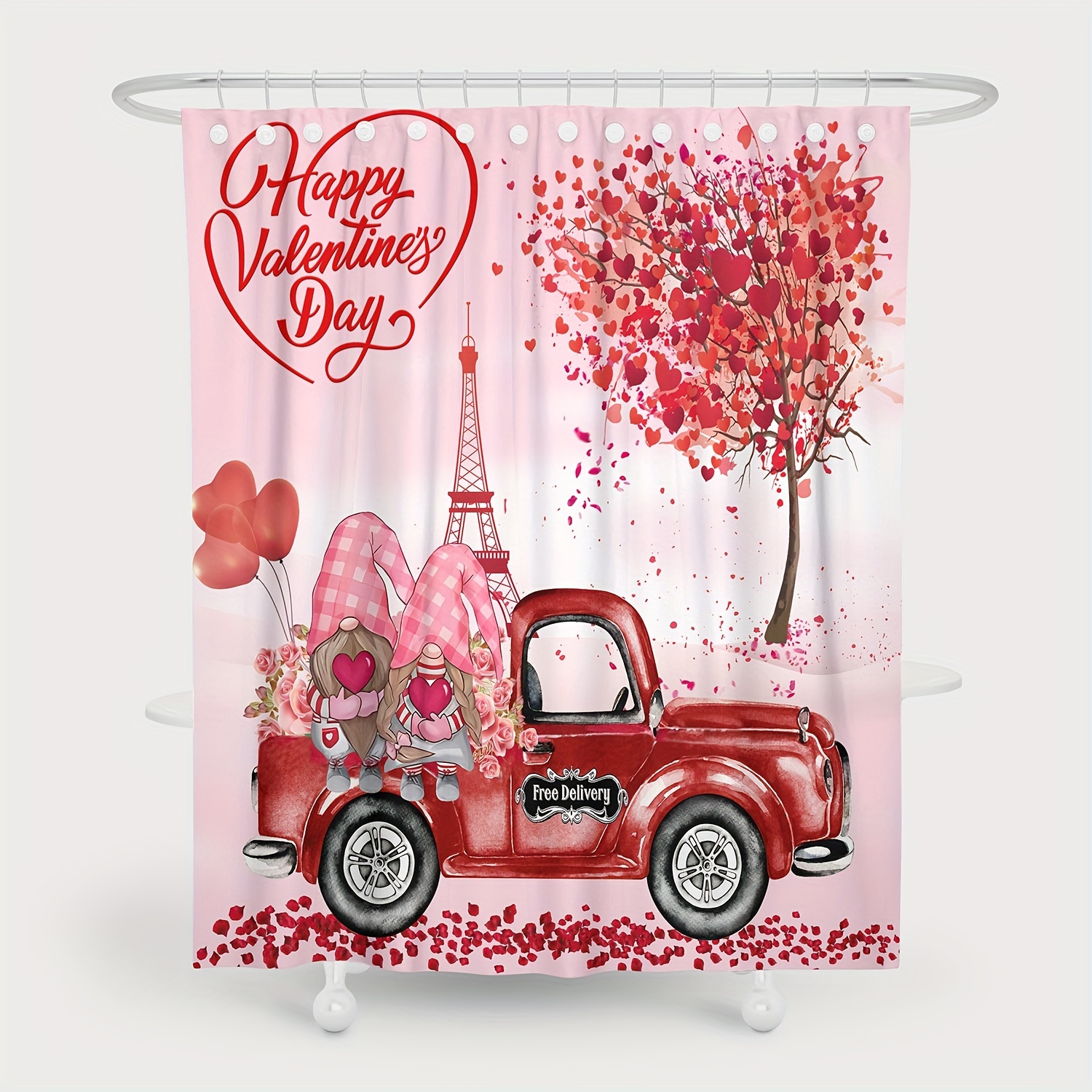 1pc Cortina Ducha Impresa Corazón Floral Automóvil Cortina - Temu