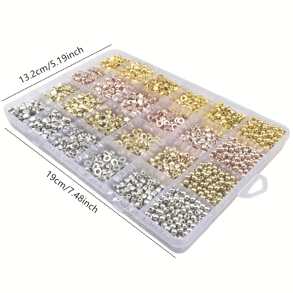 2160 Pieces Gold Spacer Beads Set, Assorted Round Star Gold Beads for  Bracelet Jewelry Making(Gold, Sliver, Rose Gold, KC Gold)