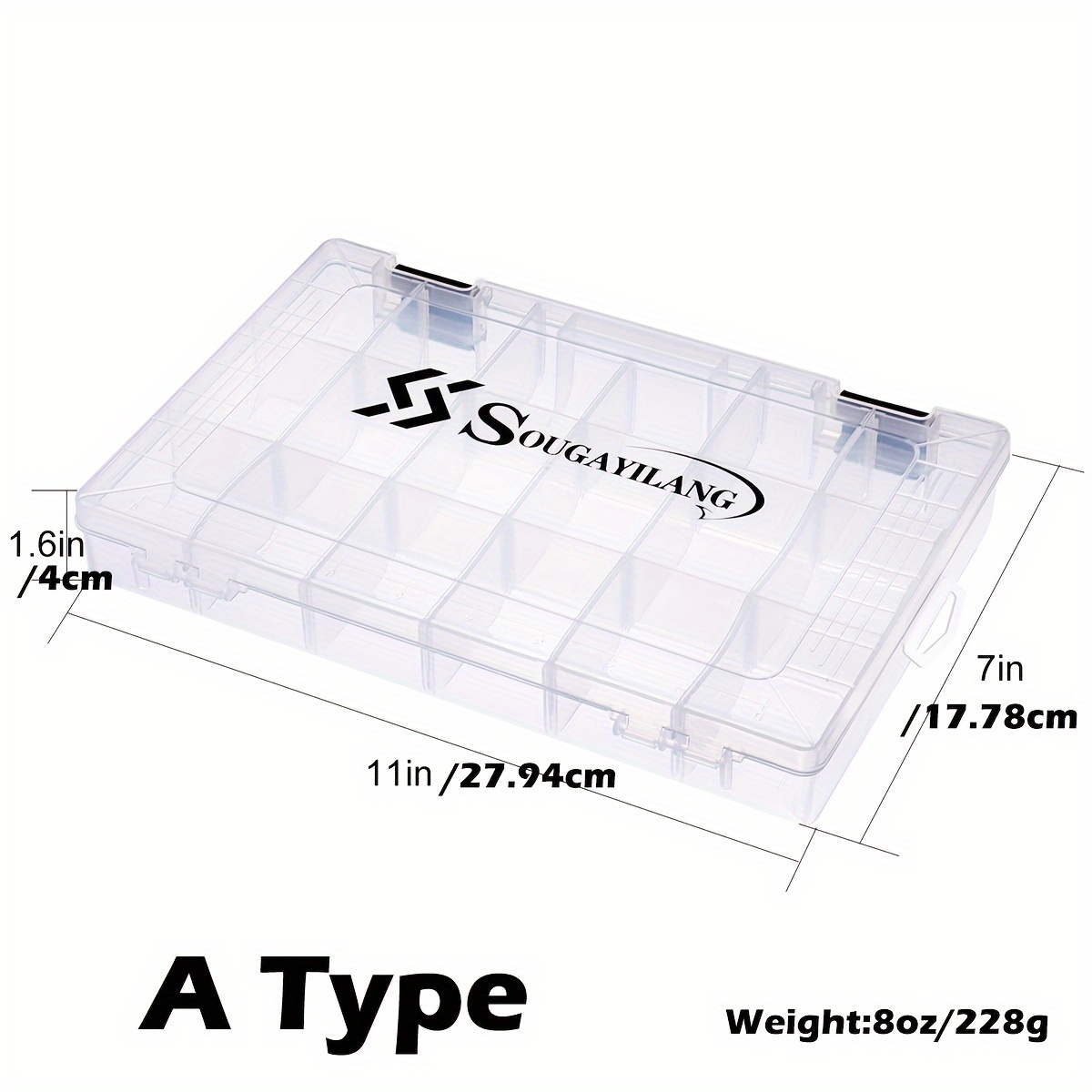 Image of Sougayilang 1pc 24 Grids/18 Grids Plastic Fishing Lure Bait Storage Box, Fishing Additions Box, With Adjustable Dividers, Fishing Gear