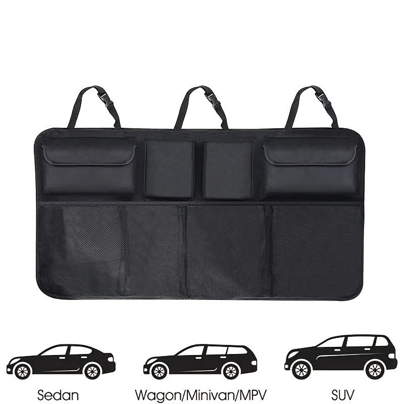 ELUTO Aufbewahrungstasche (Auto Aufbewahrungstasche, 4 Fächer  Kofferraumtasche Rücksitzorganizer), Faltbox für Auto SUV, 600D Oxford Tuch  Wasserdicht 90x25cm