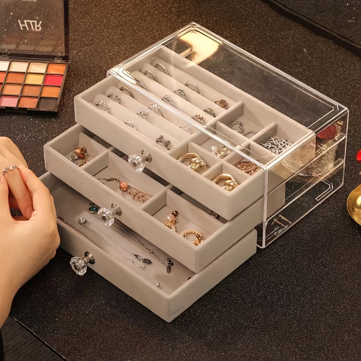 Jewelry Storage Box Earring Organizer Box Dustproof Stackable