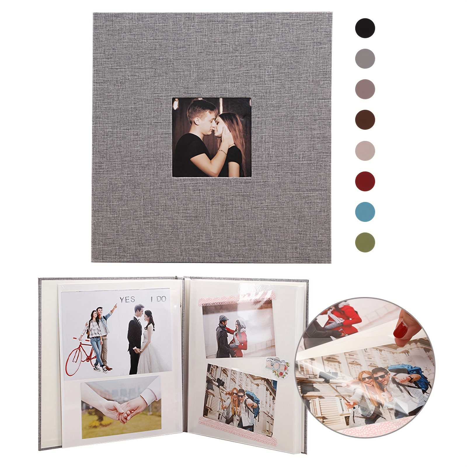 AIOR Album Fotos Autoadhesivo 60 Páginas Blanco, Lino DIY Scrapbooking  Album Original para Aniversario de Boda de Oro Cumpleaños Navidad para  Mujer