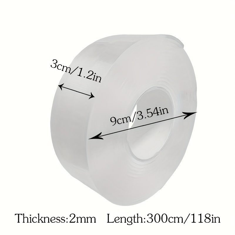 Double Sided Tape, Heavy Duty Reusable Adhesive Acrylic Tape, Sticky Tape,  Transparent Tape, Nano Tape, 2 MM Thick, 1.18 Inch Width, 9.85 Feet Length