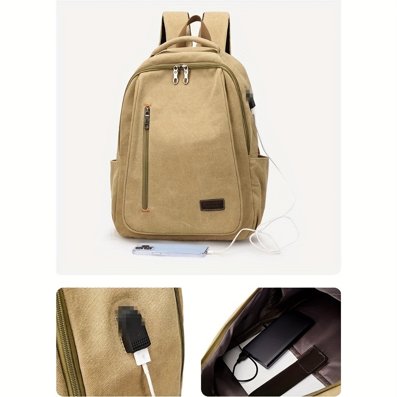 Simple Casual Backpack, Vintage Large Capacity Canvas School Bag, Suitable  For Travel And School, Multiple Colors Available - Temu