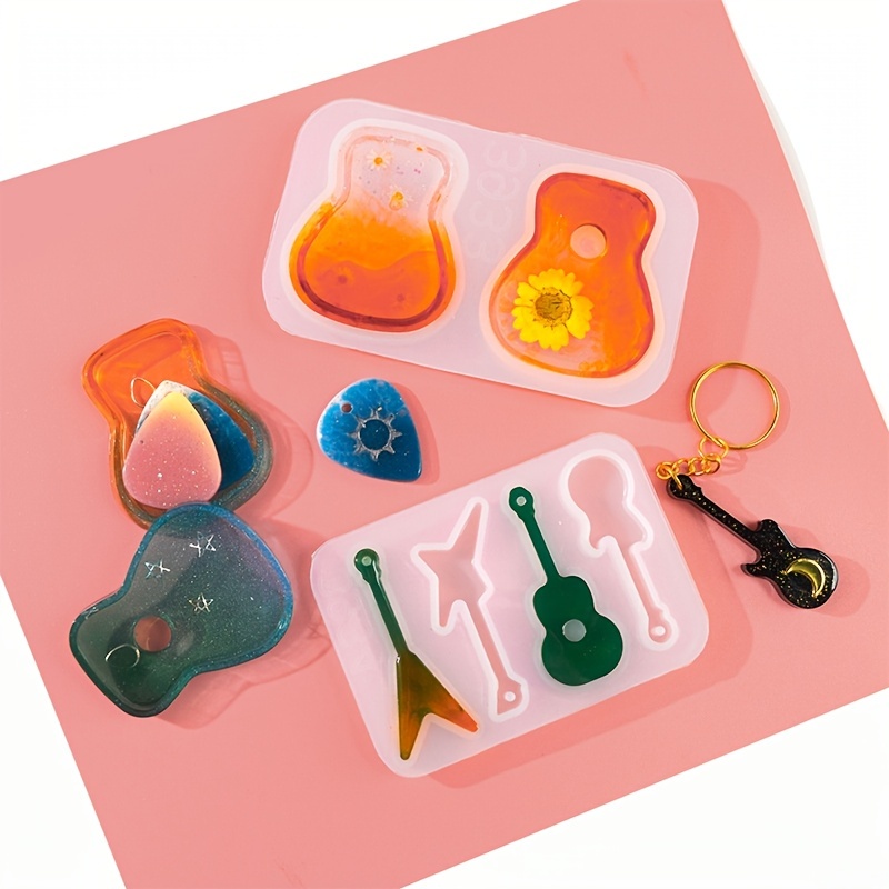 Resin Mold Silicone, CAYUDEN 3 Pack Guitar Pick Silicone Epoxy Resin Molds  Creative Guitar Accessories Art Molds Guitar Pendant Silicone Epoxy Molds