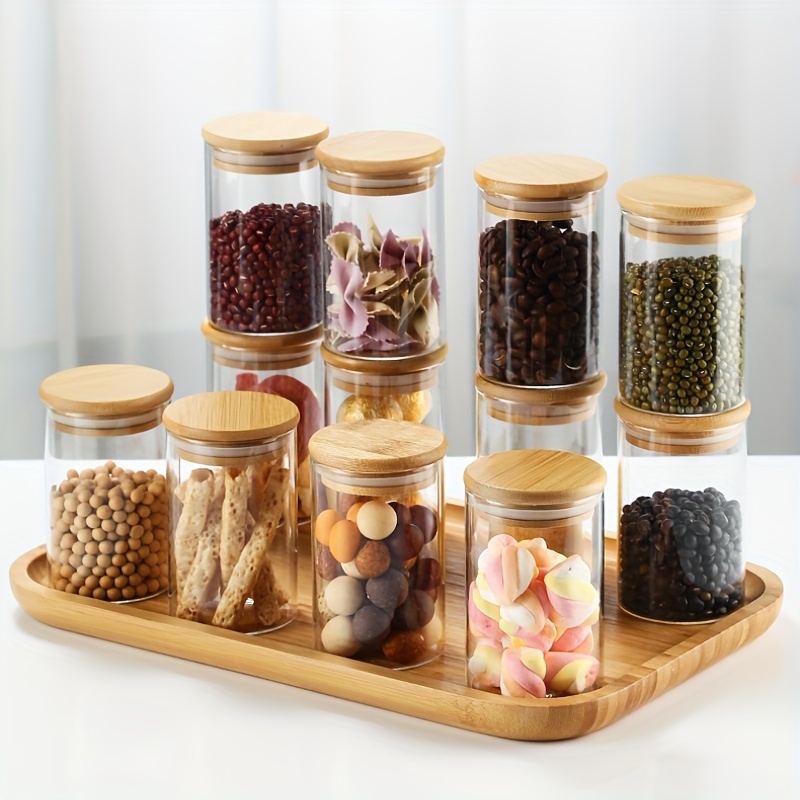 Glass Jars With Airtight Lids, Candy Jars, Food Storage Containers, Bamboo  Lid Storage Jar, Biscuit Storage Jar, Spice Bottle, Spice Jar, Seasoning  Bottle, Milk Sugar Can, Clear Jars, For Tea, Coffee, Spice