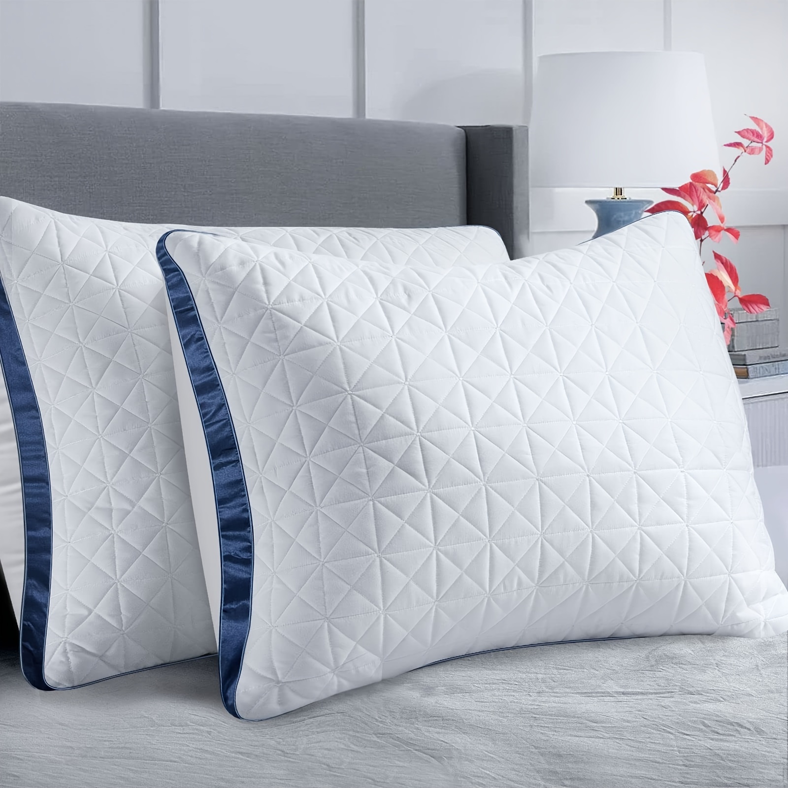 

2pcs Bed Pillows, Cooling Luxury Hotel Quality With Breathable Down Alternative Filling With Gusset, Supportive For Back, Stomach, Or Side Sleepers, -tex Certified For Bedroom Guest Room