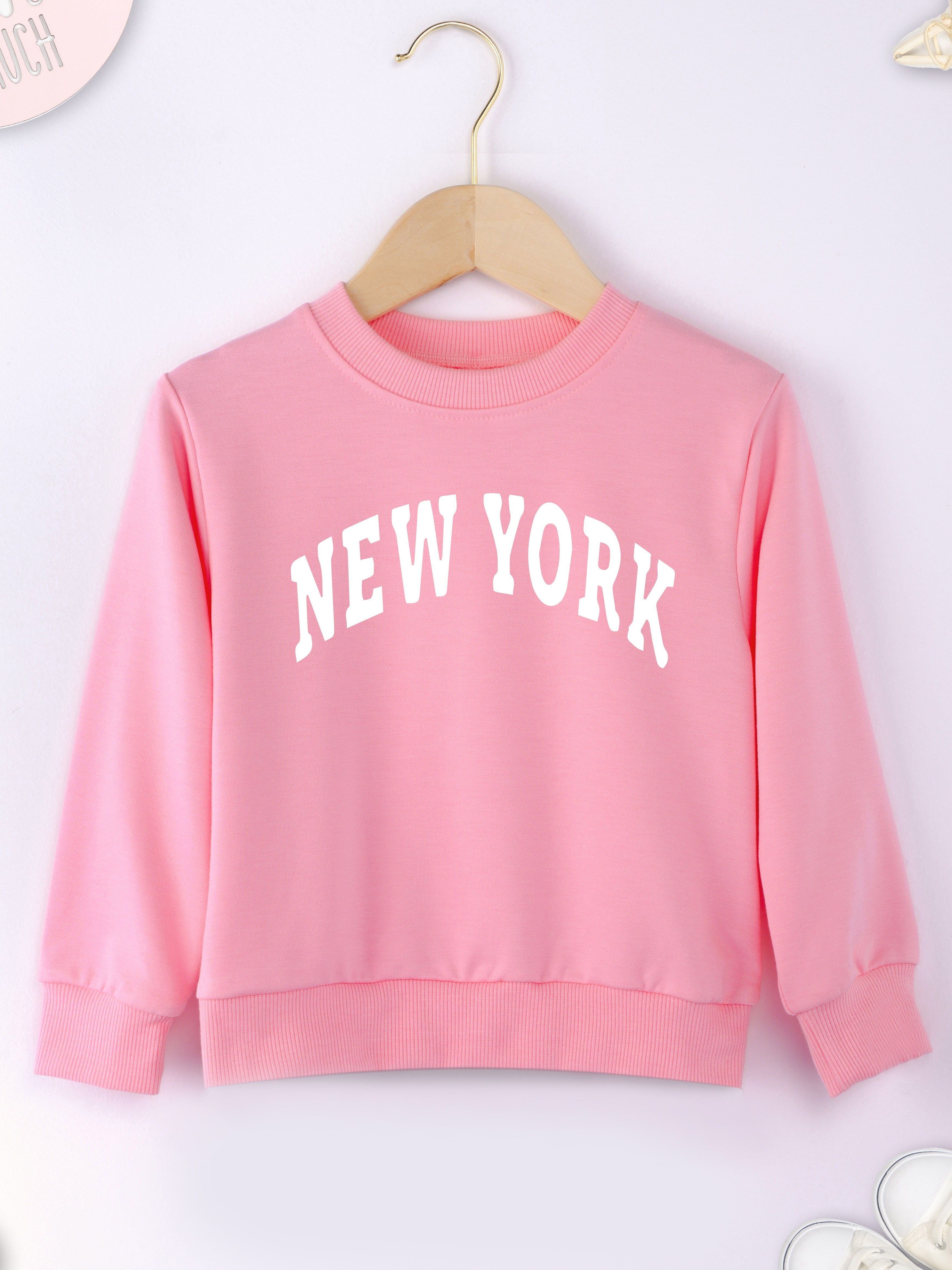 new York'' Letter Girl Crew Neck Sweatshirt Smart Comfy - Temu