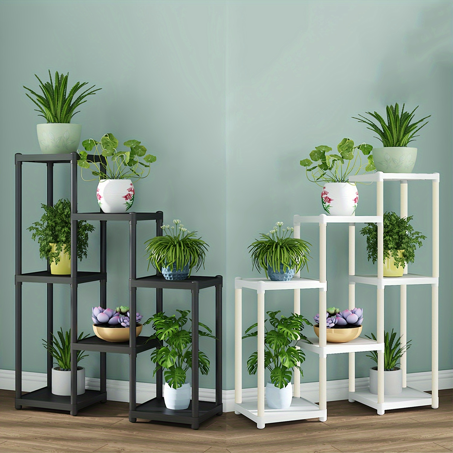 Estantes flotantes, 4 juegos de estantes de almacenamiento de pared blanco  marfil con soportes invisibles, estante colgante para plantas, decoración