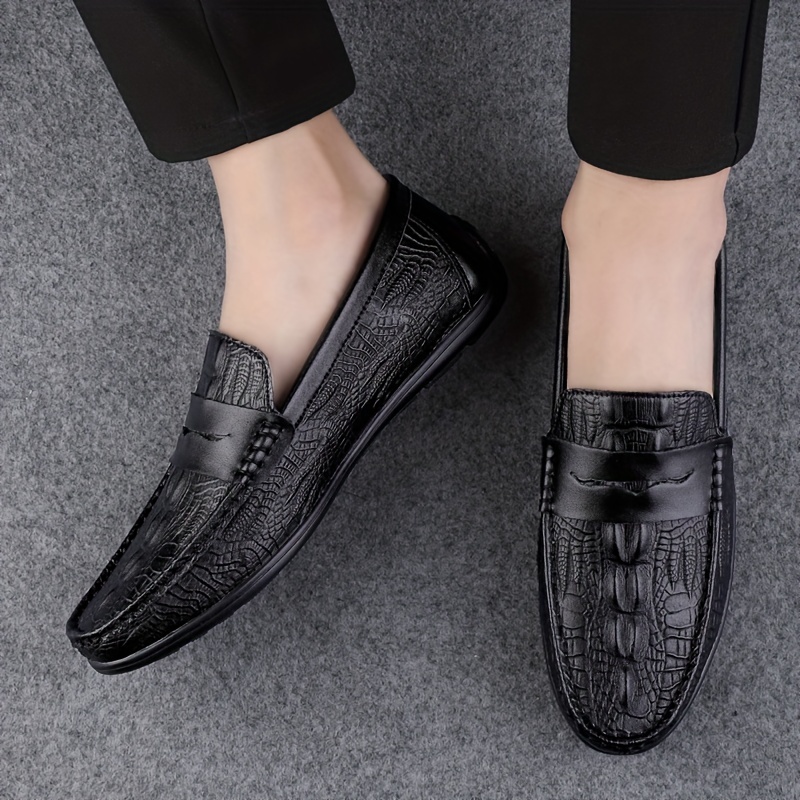 Mens Slip On Loafers Casual Crocodile Effect Pu Leather Shoes, Buy More,  Save More