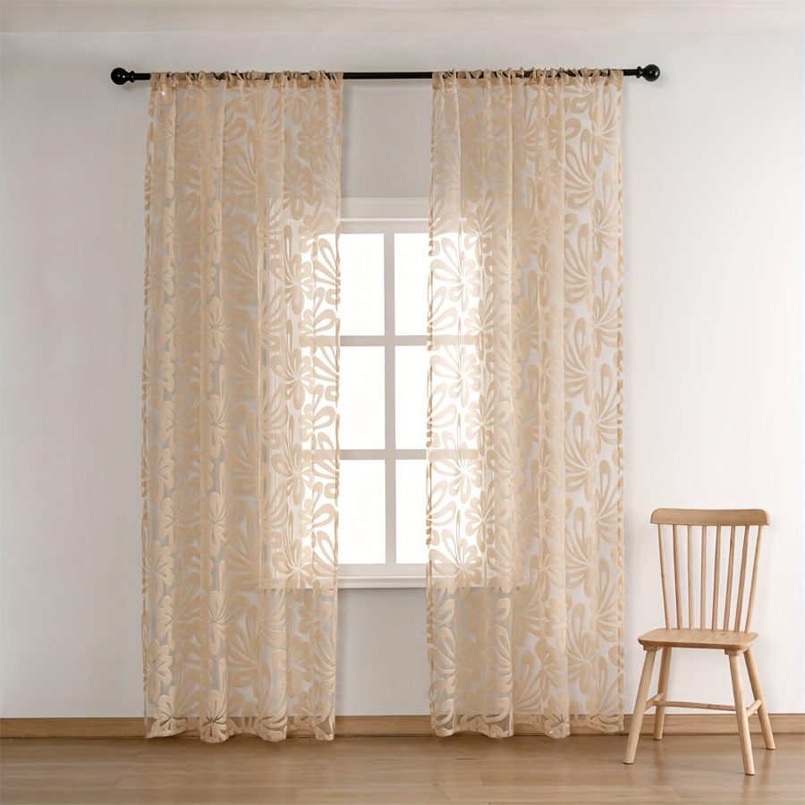 TEMU 2pcs Beautiful Floral Pattern Curtains, Rod Pocket Curtains, For Living Room Bedroom Dining Room Balcony Office Home Decor