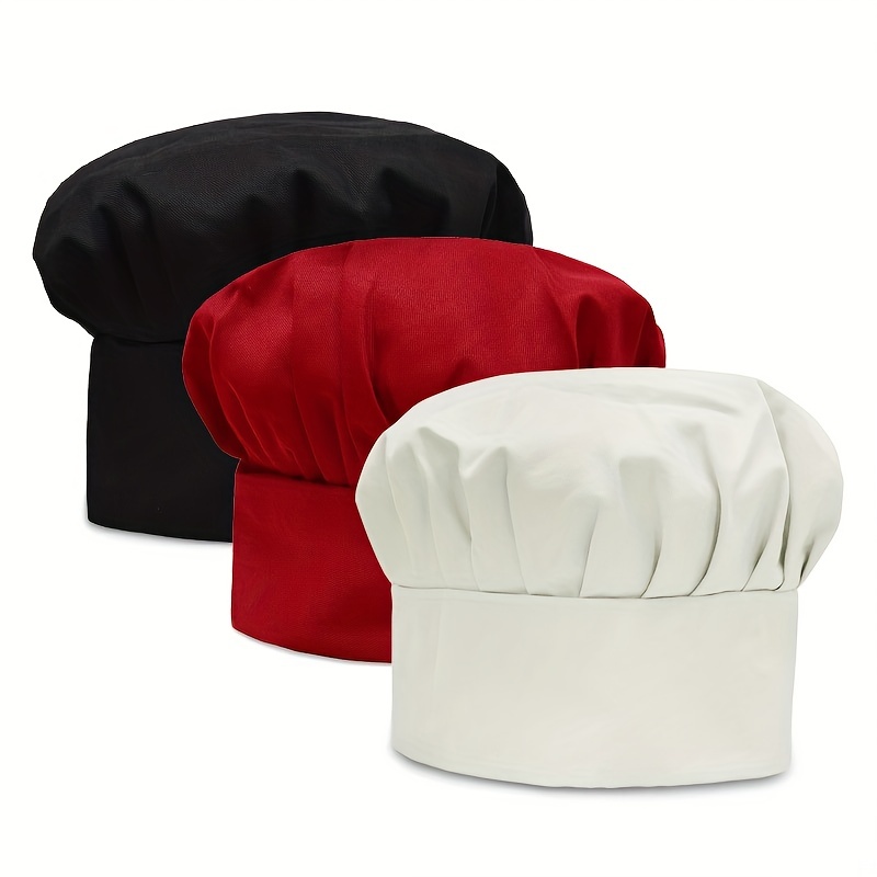 

1pc Chef Hat For Adult Solid Color Chef Cap Adjustable Kitchen Cooking Hat For Work