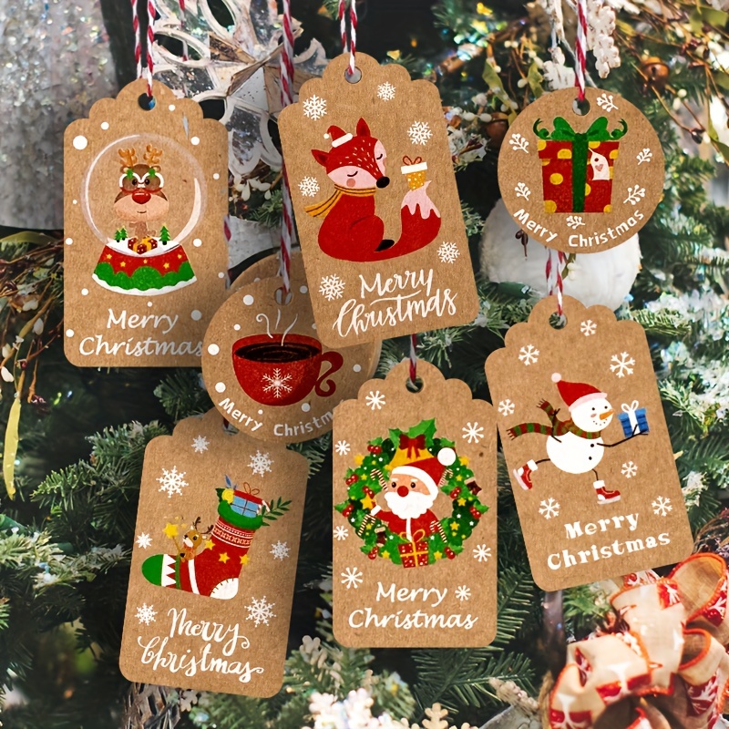  Christmas Gift Tags 120 Pcs Christmas Tags Cotton String and  Twine String Christmas Tags for Gifts for DIY Christmas Decoration : Health  & Household